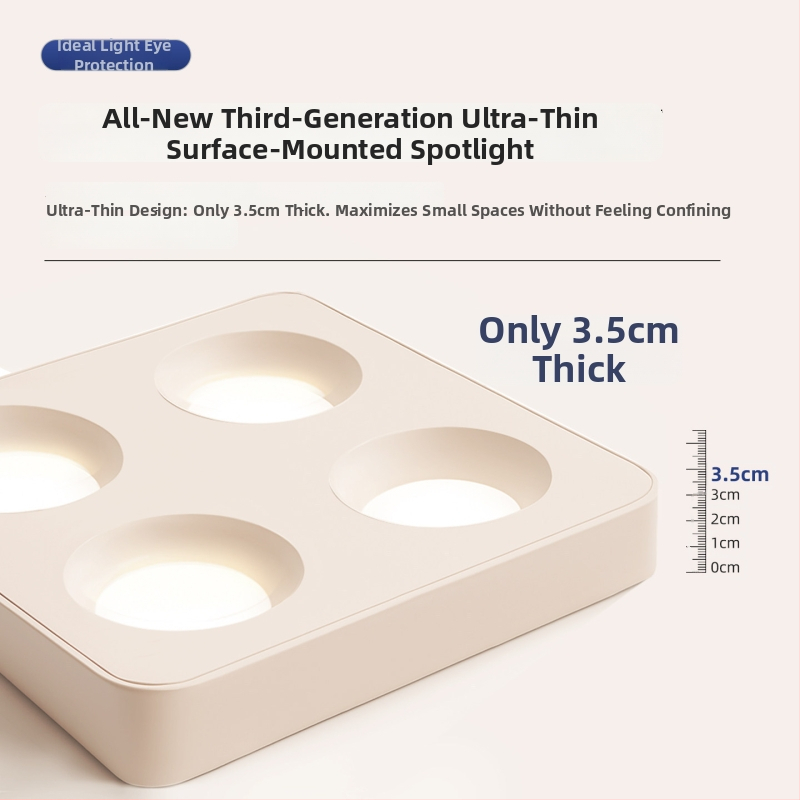 Τετράγωνος επιφανειακά τοποθετημένος downlight οροφής με τέσσερα ultra-thin κεφαλές, για σαλόνι και υπνοδωμάτιο, φωτιστικό οροφής σε vintage cream στυλ φιλικό προς τα μάτια