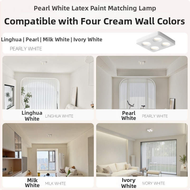 Τετράγωνος επιφανειακά τοποθετημένος downlight οροφής με τέσσερα ultra-thin κεφαλές, για σαλόνι και υπνοδωμάτιο, φωτιστικό οροφής σε vintage cream στυλ φιλικό προς τα μάτια