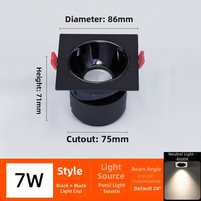 DALI Πρωτόκολλο, εντοιχιζόμενο LED downlight με μια κεφαλή, αντιθαμβωτικό, 7W–12W, οπή 75 mm, σχάρα 75 mm