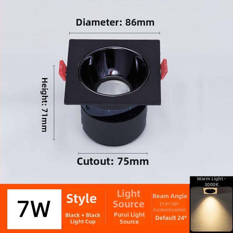 DALI Πρωτόκολλο, εντοιχιζόμενο LED downlight με μια κεφαλή, αντιθαμβωτικό, 7W–12W, οπή 75 mm, σχάρα 75 mm