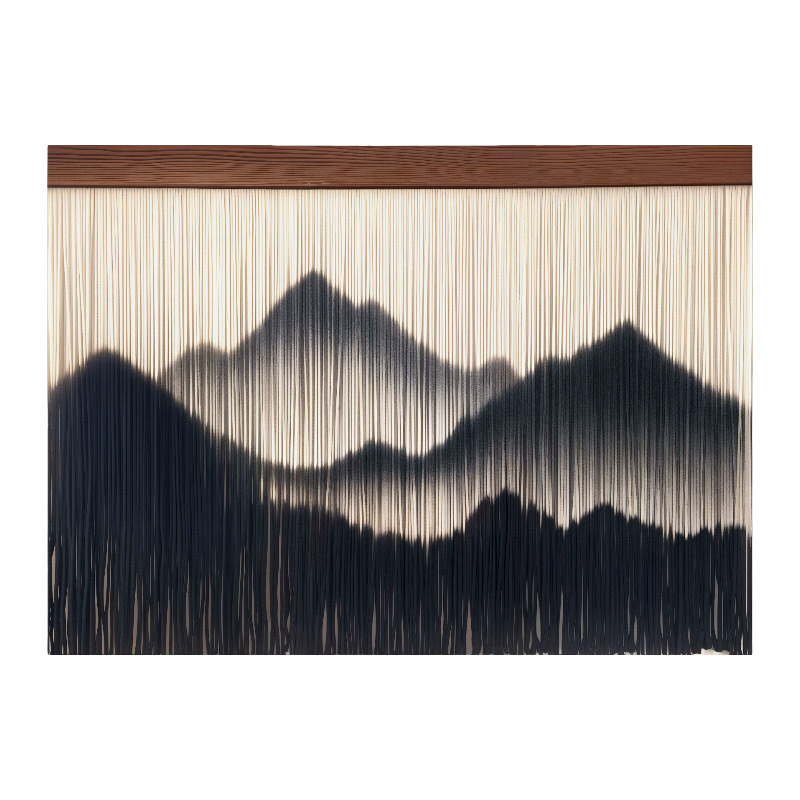 Alpski stil boemska tapiserija za zid, ručno tkan pamuk konop s resicama, crna, pravokutni zidni ukras 110 × 80 cm