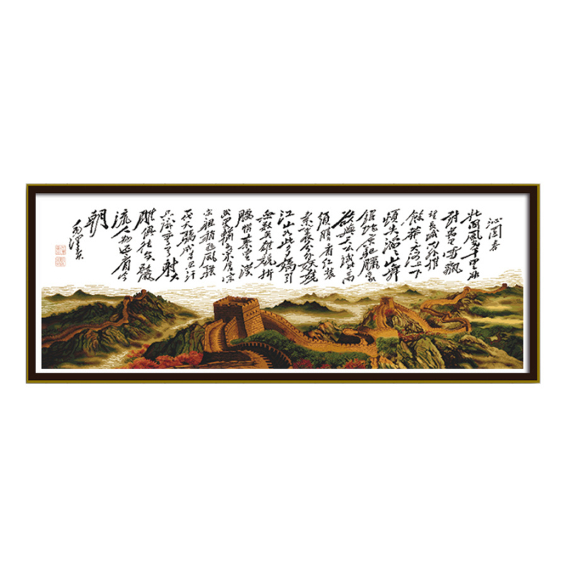 Keresztszemes készlet: Spring in Qingyuan – Nagy Fal tájkép a nappaliba, részleges hímzés falikép