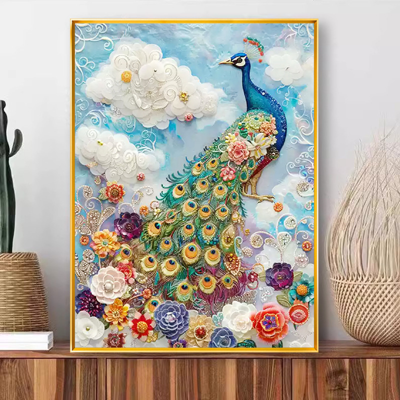 2024 új teljes gyémántfestmény készlet – DIY gyémánt hímzés keresztszemes, páva a nappaliba és az étkezőbe