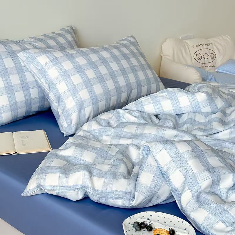Tencel Lyocell četverodijelni set posteljine s osvježavajućim osjećajem — navlaka za pokrivač, plahta, elastično plahtu i jastučnice