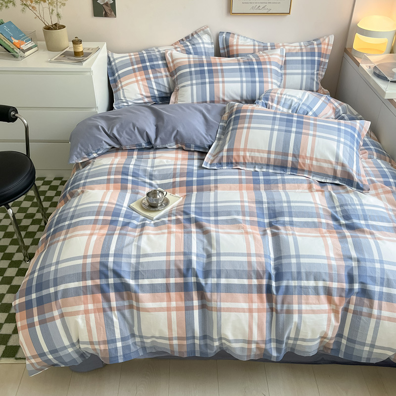 Set posteljine od 100% pamuka, Muji stil prugastog uzorka, četverodjelni set