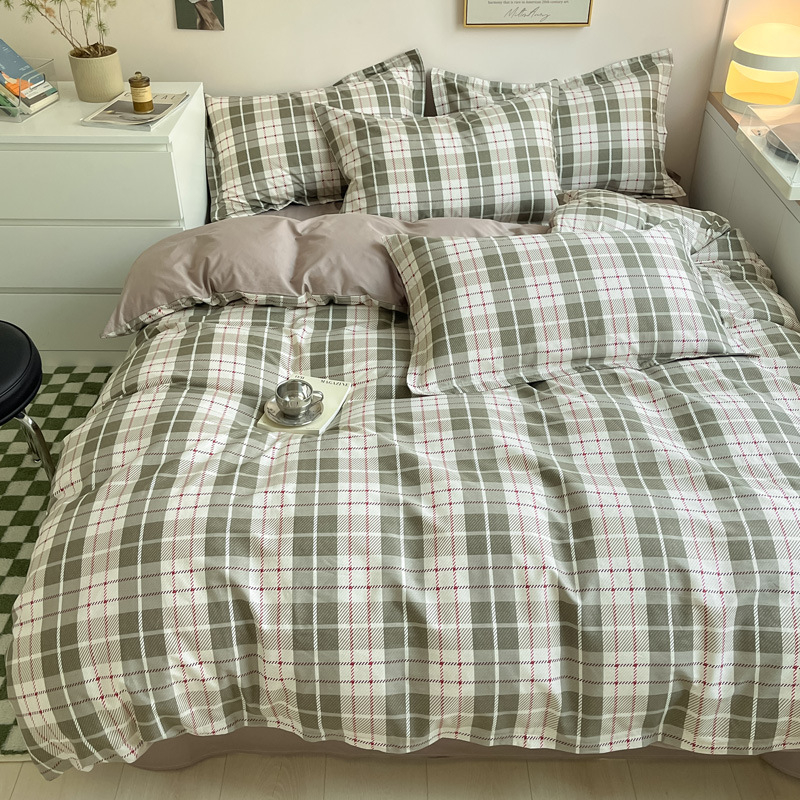 Set posteljine od 100% pamuka, Muji stil prugastog uzorka, četverodjelni set