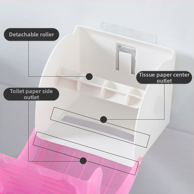 Krabička na toaletný papier a toaletný papier, montáž bez vŕtania, držiak na rolky, moderný minimalistický dizajn
