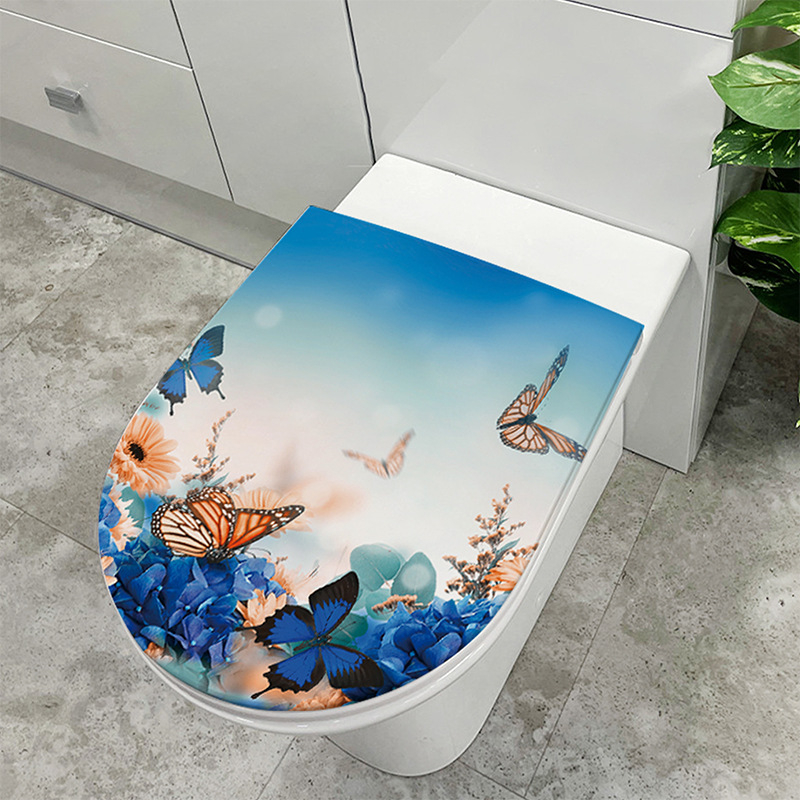 MT34001 Fantazija leptira – Naljepnica za poklopac WC-a, vodootporna PVC dekorativna naljepnica za kupaonicu
