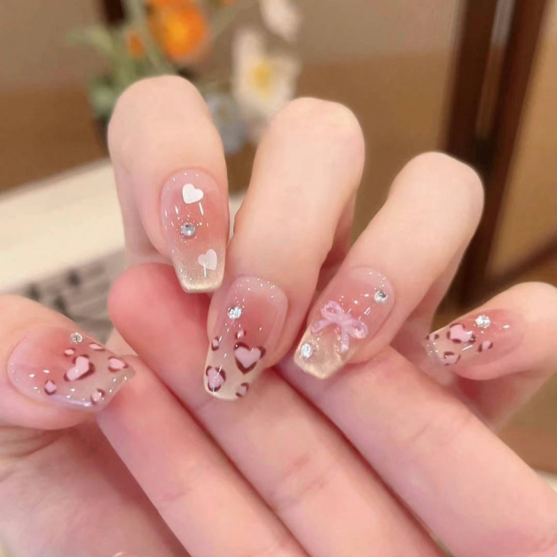 Nokti s leopard uzorkom, gradijentni francuski nokti s Cat-Eye efektom, ručna izrada, za nošenje