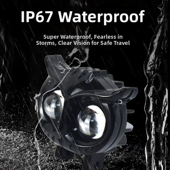 Ultra‑fényes LED reflektor motorkerékpárhoz és elektromos járműhöz, sárga/fehér váltó fény, magas és alacsony fény, univerzális 12-85V