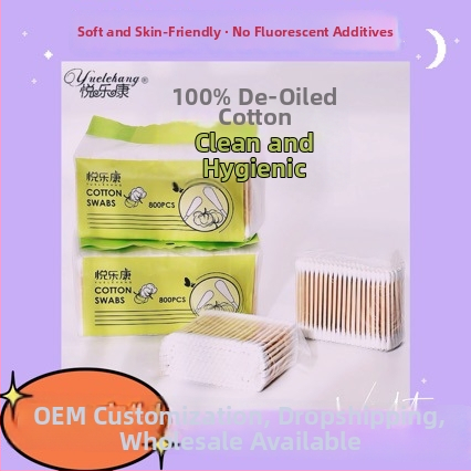 Yuelankang Pamut fültisztító pálcikák spirálheggel, bambusz- és fa nyelekkel, 800 darabos csomag