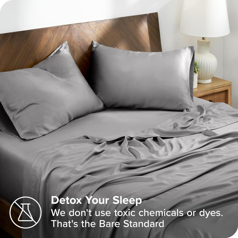 Σετ σεντονιών από Tencel (Lyocell), τεσσάρων τεμαχίων, περιλαμβάνει σεντόνι με λάστιχο, σεντόνι και μαξιλαροθήκες· μονόχρωμο, ύφανση twill, αντιδραστικό βαφή, καλοκαίρι