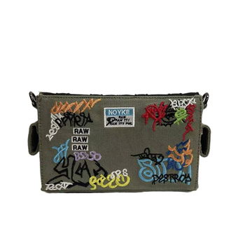 Torba od platna s graffiti otiskom za žene, srednje veličine, gradski stil, ekološki dizajn