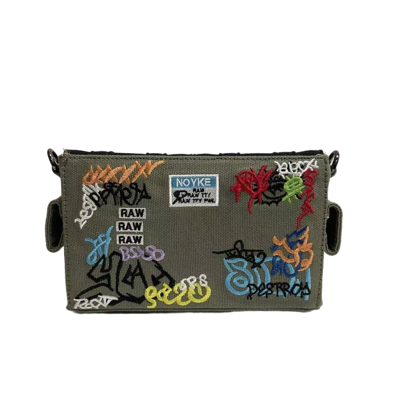 Torba od platna s graffiti otiskom za žene, srednje veličine, gradski stil, ekološki dizajn