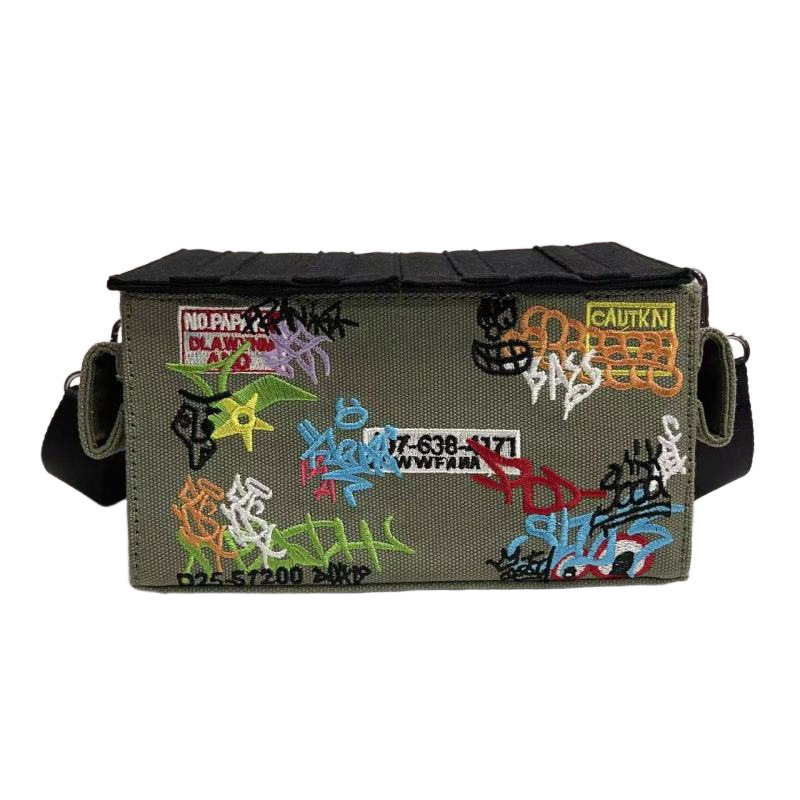 Torba od platna s graffiti otiskom za žene, srednje veličine, gradski stil, ekološki dizajn