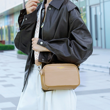 Ženska torbica za kameru od prave kože, mini kvadratna crossbody torba