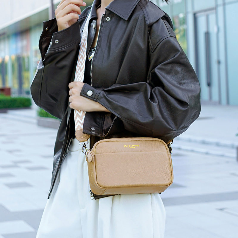 Ženska torbica za kameru od prave kože, mini kvadratna crossbody torba