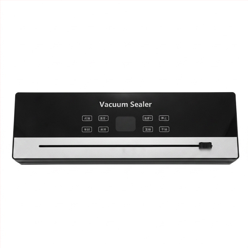 Kompaktná vákuovačka na suché aj mokré použitie, plne automatická, domáci stroj na balenie a vákuové konzervovanie potravín, biely štítok