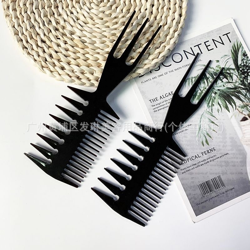 Trostrana češalj za volumen kose, unisex salonski češalj za kratku kosu, za styling slicked-back i retro pompadur, masažni češalj
