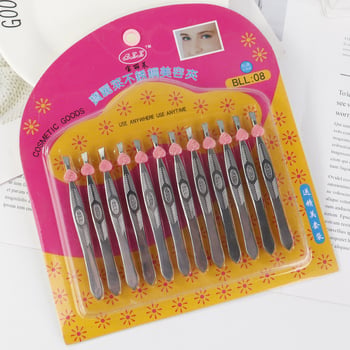 Set de 12 cleme pentru sprânene din oțel inoxidabil – instrument de înfrumusețare