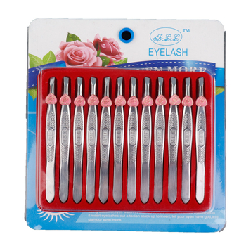 Set de 12 cleme pentru sprânene din oțel inoxidabil – instrument de înfrumusețare
