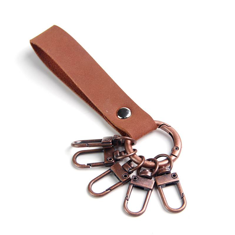 Ključni lanac s crveno-brončanim patinom, vintage dizajn, mini vrata kopča, muški metalni ključni lanac, kulturni i kreativni dizajn