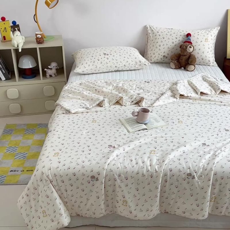 Letná prešívaná deka z pletenej bavlny Milk Silk, prateľná v práčke, pre deti, klimatizované izby a spoločné izby