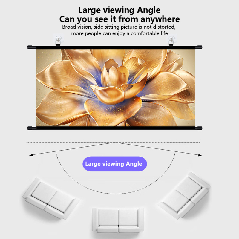 Οθόνη προβολής τοίχου 4K, χωρίς τρύπημα, εύκολη εγκατάσταση, αντιανακλαστική, φορητή για σπίτι και γραφείο