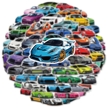 50 vodootpornih grafiti naljepnica s temom utrka automobila za ukrašavanje boca za vodu, skutera i kovčega