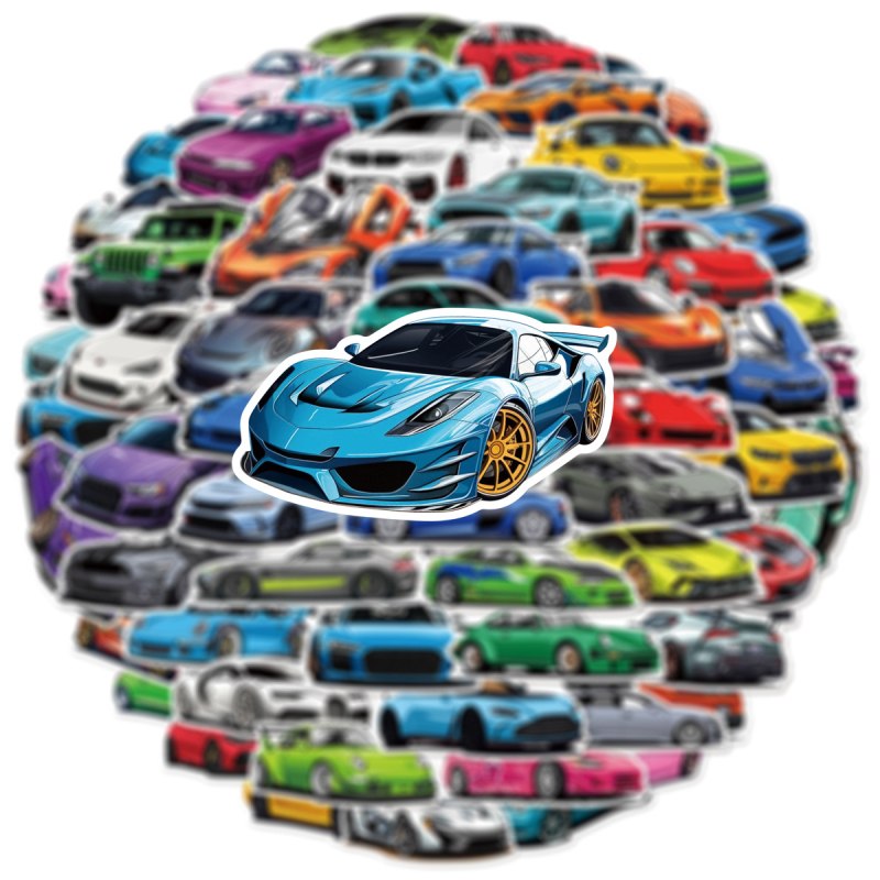 50 vodootpornih grafiti naljepnica s temom utrka automobila za ukrašavanje boca za vodu, skutera i kovčega
