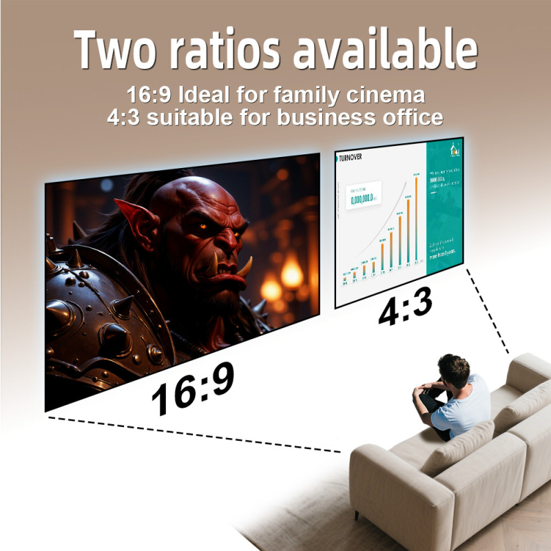 4K μεταλλική οθόνη προβολέα με αντιανακλαστικό φινίρισμα, 100/120 ίντσες, HD 3D, κινηματογραφικού επιπέδου