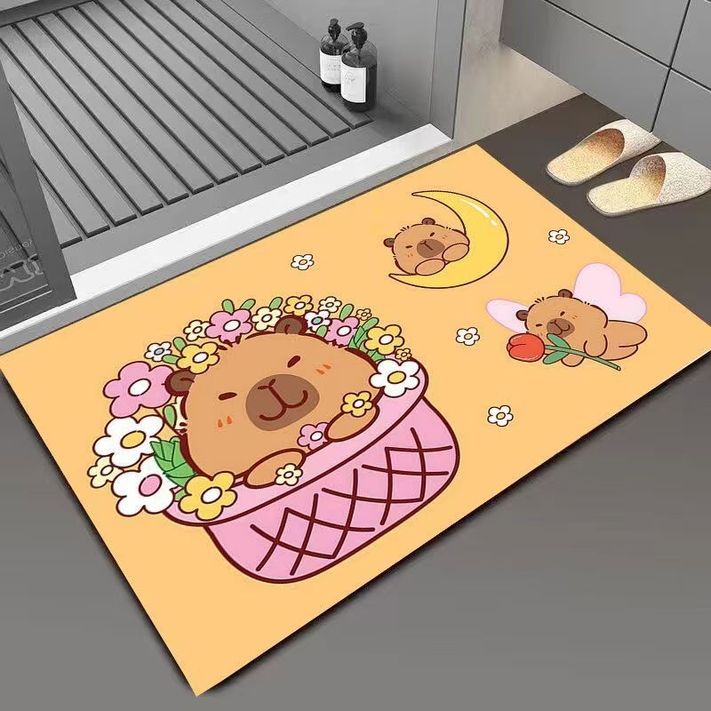 Capybara crtani – simpatičan kupaonski tepih od diatomita, upija, protuklizni, brzo suši