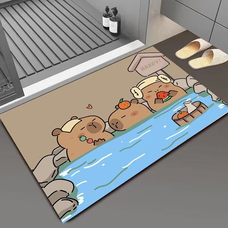 Capybara crtani – simpatičan kupaonski tepih od diatomita, upija, protuklizni, brzo suši