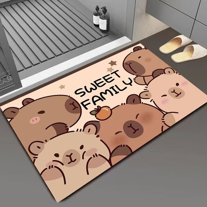 Capybara crtani – simpatičan kupaonski tepih od diatomita, upija, protuklizni, brzo suši