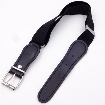 Curea elastică din PU, cu cataramă de pin, neagră, unisex