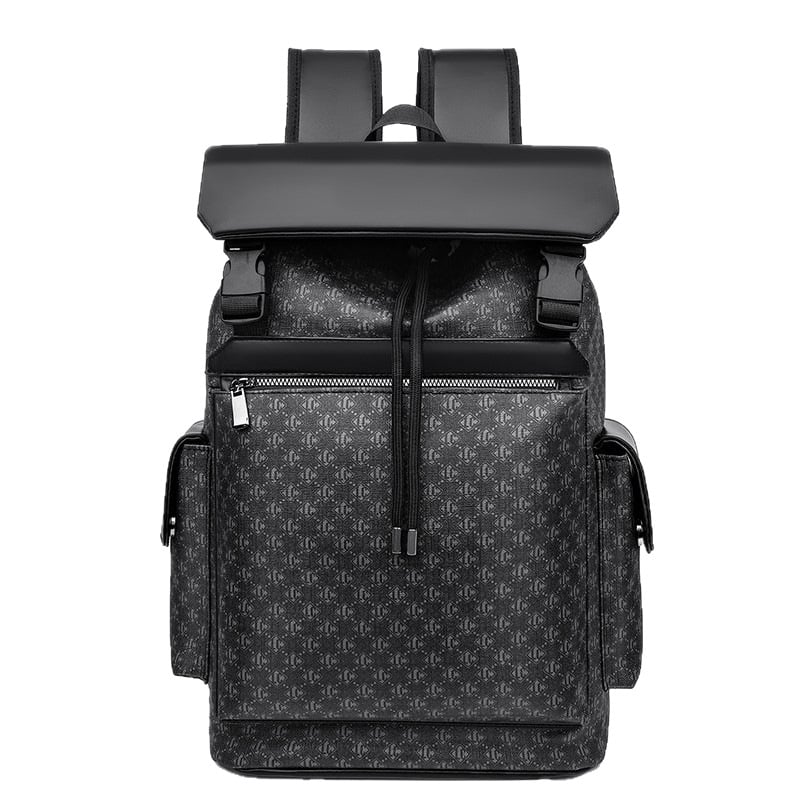 Rucsac bărbați cu capacitate mare pentru afaceri și naveta zilnică, aspect elegant și de înaltă calitate, material PU, model dungat, compatibil cu laptop de 8 inch.