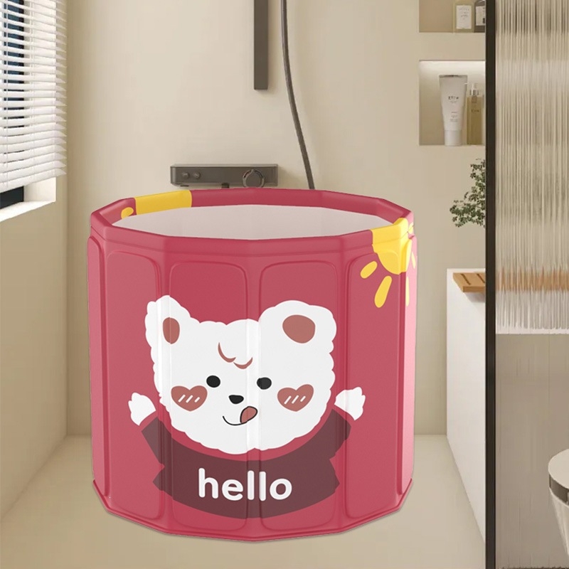 Skladacia vaňa s kresleným levom, bez inštalácie, zosilnená, veľká kapacita pre dospelých a bábätká, domáce použitie