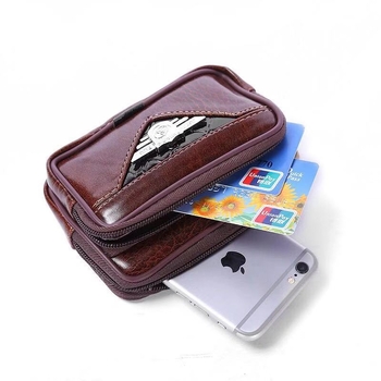 Geantă de talie pentru telefon, din piele PU, orizontală, mini-borsetă multifuncțională pentru monede și chei, impermeabilă, stil business