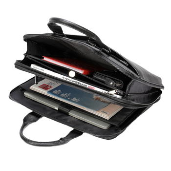 Geantă pentru bărbați din piele naturală, geantă de documente pentru laptop de 14 inch, stil coreean
