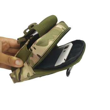 Borsetă de talie pentru bărbați, outdoor, cu buzunar pentru telefon, anti-furt, material Oxford impermeabil, camuflaj, dimensiuni 10.5 × 17.5 × 4 cm