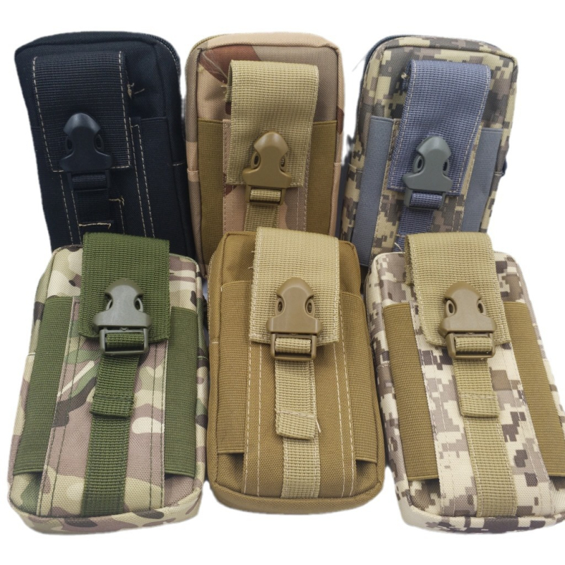 Borsetă de talie pentru bărbați, outdoor, cu buzunar pentru telefon, anti-furt, material Oxford impermeabil, camuflaj, dimensiuni 10.5 × 17.5 × 4 cm