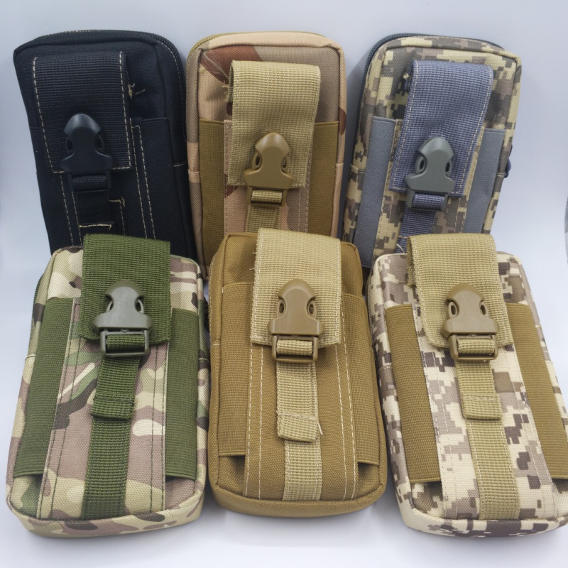 Borsetă de talie pentru bărbați, outdoor, cu buzunar pentru telefon, anti-furt, material Oxford impermeabil, camuflaj, dimensiuni 10.5 × 17.5 × 4 cm