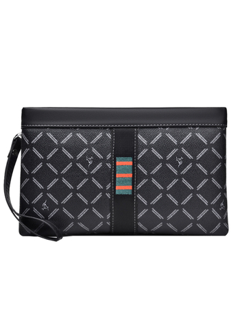 Geantă clutch pentru bărbați, stil plic, PVC, model geometric, pentru afaceri, compatibilă cu laptop de 8 inci