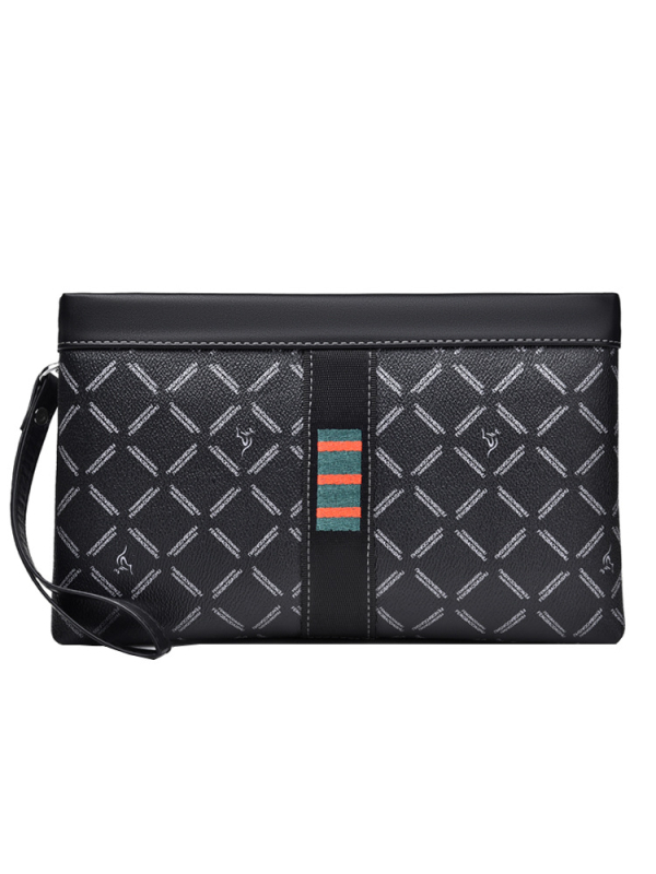 Geantă clutch pentru bărbați, stil plic, PVC, model geometric, pentru afaceri, compatibilă cu laptop de 8 inci