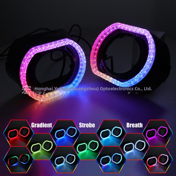 2,5 hüvelykes egy darab dekoratív színes Pegasus Angel Eye LED fényszóró, beépített árnyékolóval és Bluetooth-lencsével