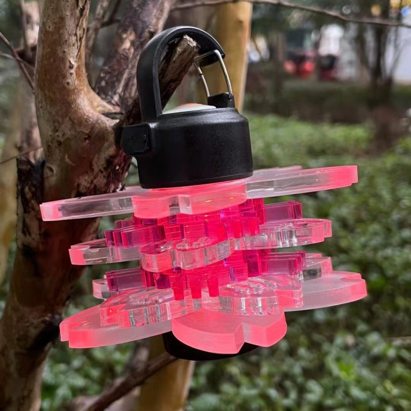 Vanjska ML4 kamp lamp s abažurom sakura cvijeta, LED ružičasta