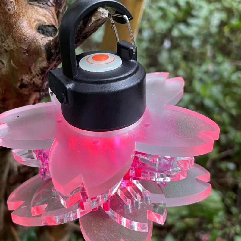 Vanjska ML4 kamp lamp s abažurom sakura cvijeta, LED ružičasta