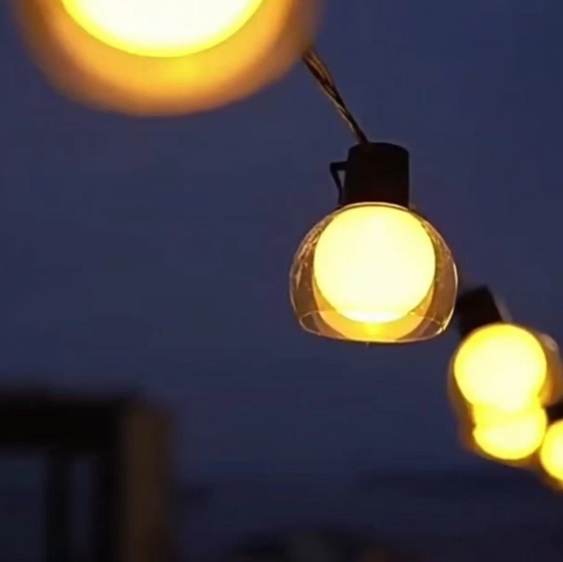 LED solarne lampe s crnim kućištem, kuglaste LED lampice za vanjsku upotrebu, vodootporne dekoracije dvorišta i kampiranja