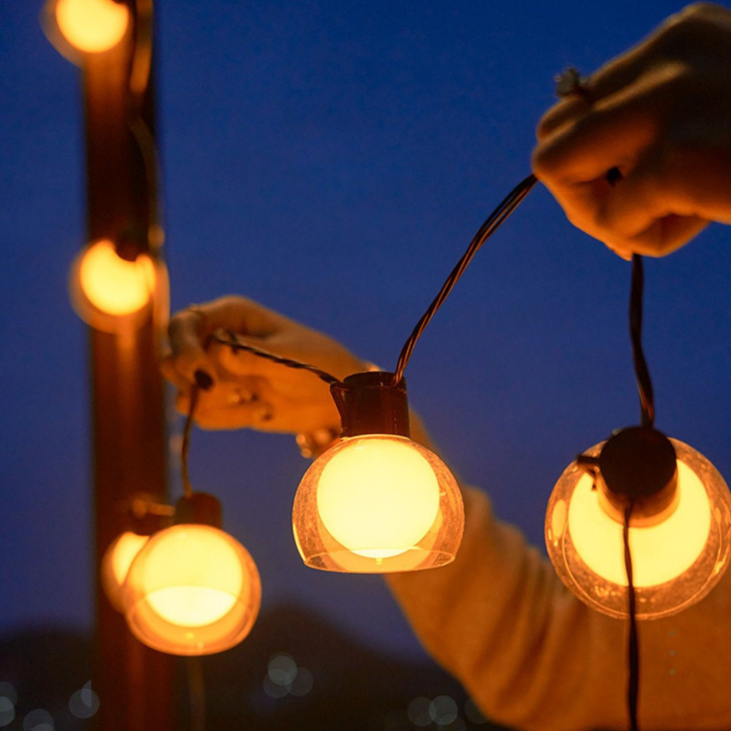 LED solarne lampe s crnim kućištem, kuglaste LED lampice za vanjsku upotrebu, vodootporne dekoracije dvorišta i kampiranja