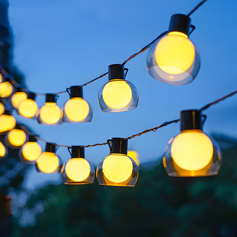 LED solarne lampe s crnim kućištem, kuglaste LED lampice za vanjsku upotrebu, vodootporne dekoracije dvorišta i kampiranja